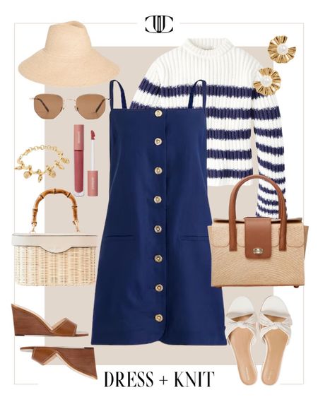 This outfit includes a capsule dress and an easy cardigan to throw over the shoulders. 

Lady jacket, dress, striped top, sun hat, sandals, heels, lipstick, bucket bag, cross body bag, summer outfit, spring outfit, summer look, casual look, easy outfit

#LTKstyletip #LTKshoecrush #LTKover40