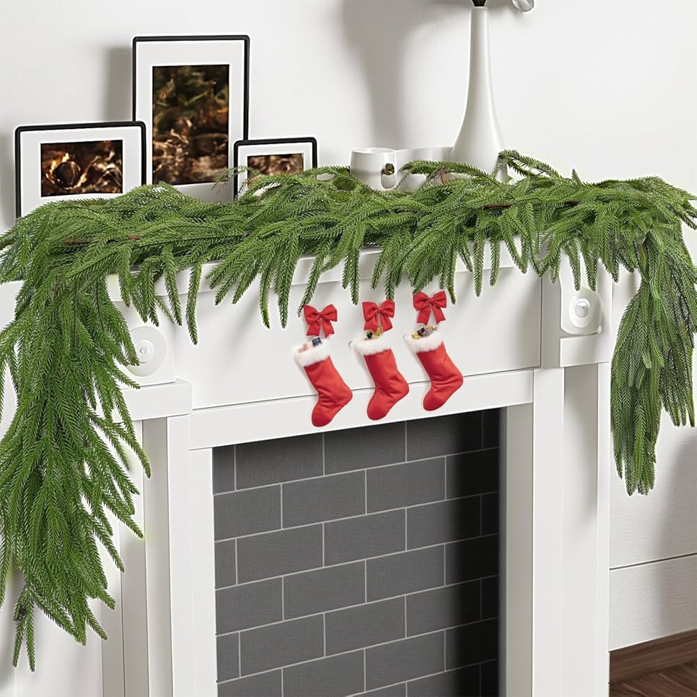 bedee Christmas Garland, 6 ft Norfolk Pine Garland with Light, Real Touch Artificial Plants for I... | Amazon (US)