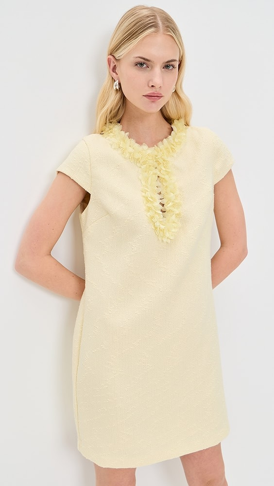 Tweed Mini Dress With Floral Trim | Shopbop