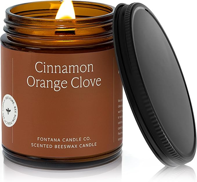Fontana Candle Co Wood Wick Beeswax Jar Candle, Cinnamon Orange Clove – Made Safe with Coconut ... | Amazon (US)