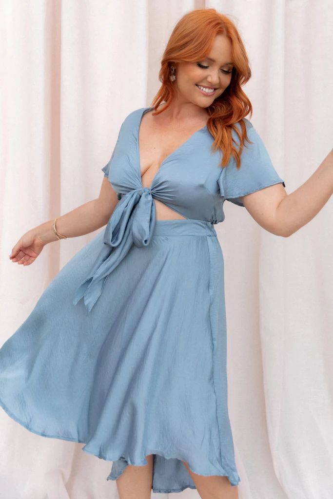 Amanda Hi Lo Tie Front Dress - Blue | Petal & Pup (US)
