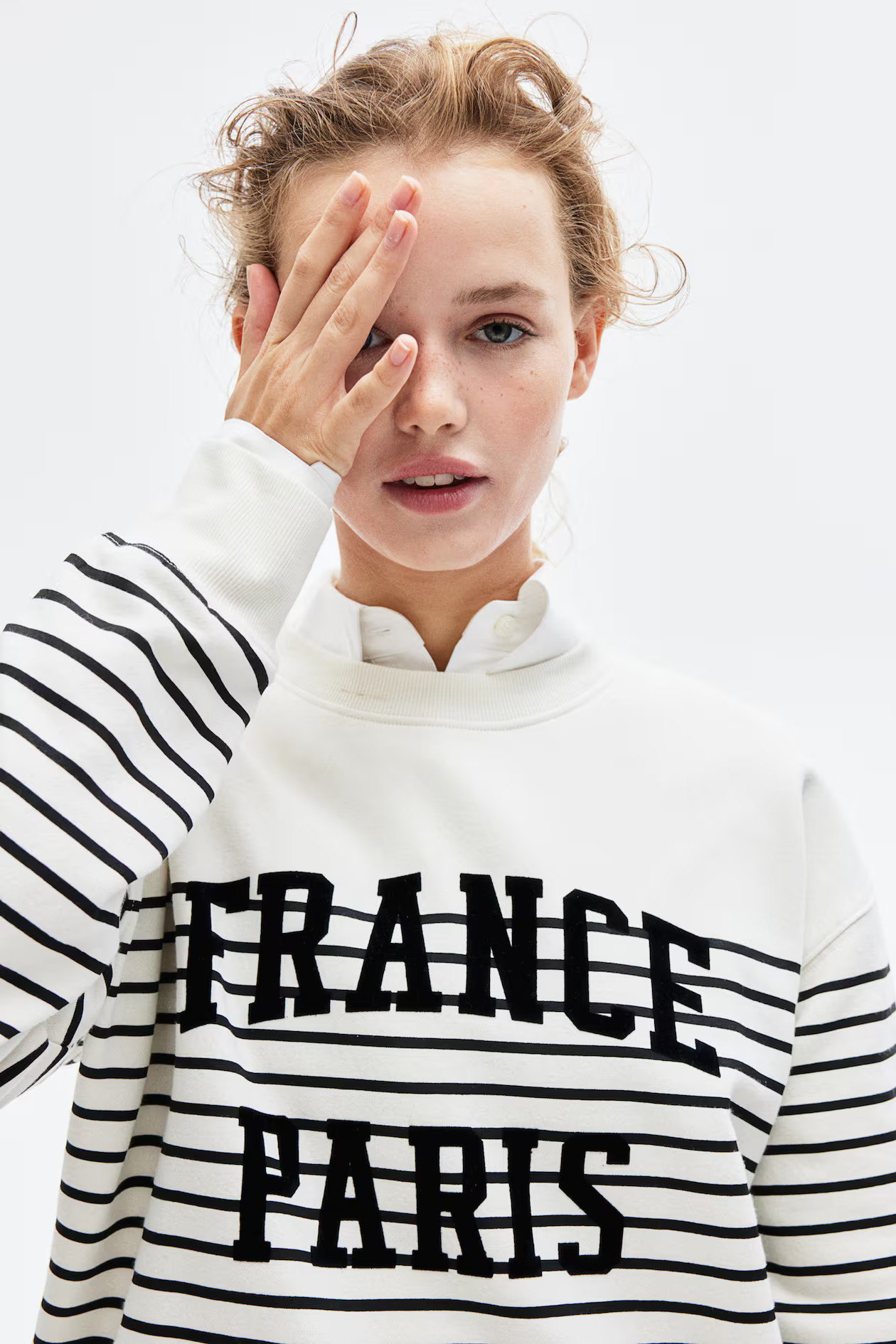 Crew-neck Sweatshirt - Cream/Paris - Ladies | H&M US | H&M (US + CA)