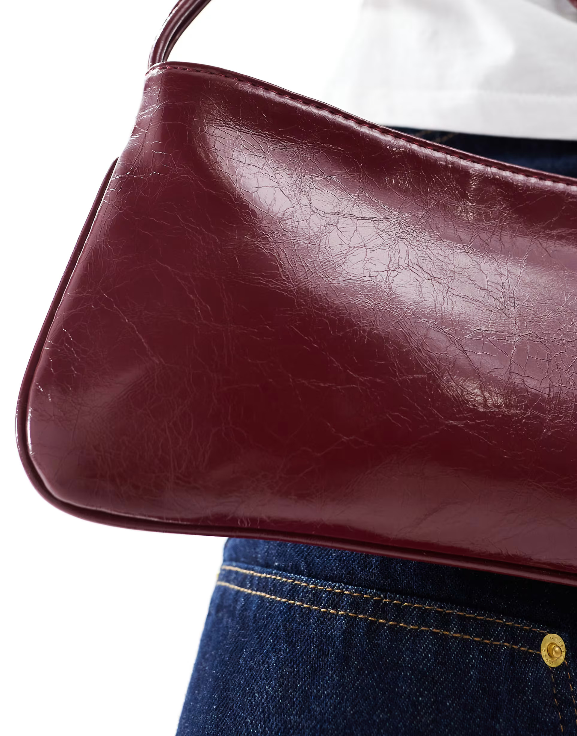 ASOS DESIGN shoulder bag with skinny double strap in burgundy | ASOS | ASOS (Global)