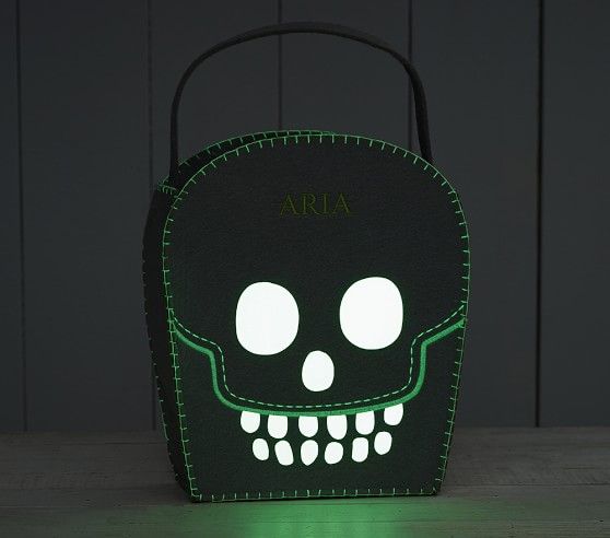 Glow-in-the-Dark Skull Felt Treat Bag | Pottery Barn Kids