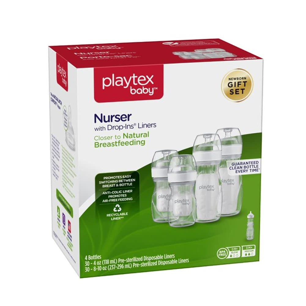 Playtex Baby Nurser Bottle Gift Set, with Pre-Sterilized Disposable Drop-Ins Liners, Closer to Br... | Amazon (US)
