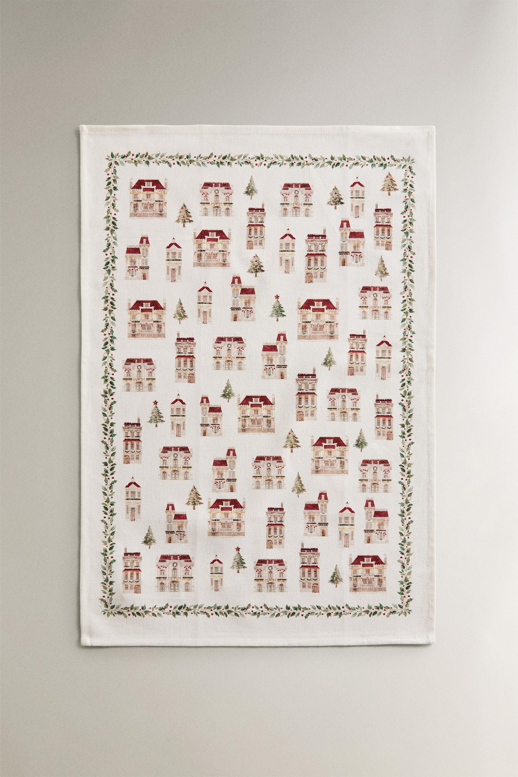 SET OF COTTON CHRISTMAS HOUSE KITCHEN TOWELS (SET OF 2) | Zara Canada