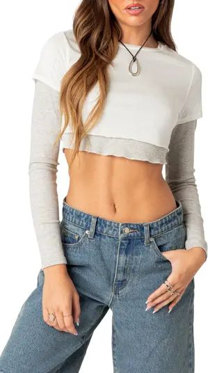 Layered Long Sleeve Crop Top | Nordstrom