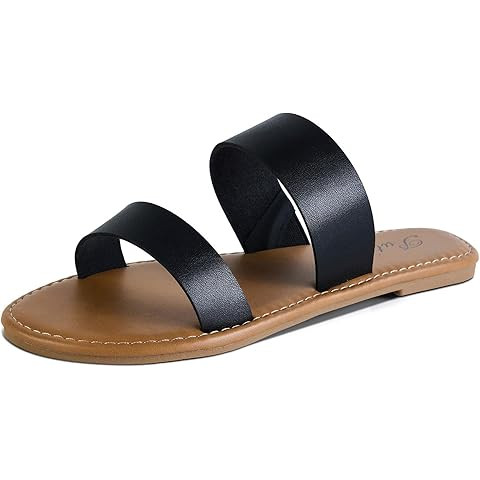 Amazon Essentials Women's Two Band Slip On Open Toe Sandal | Amazon (US)