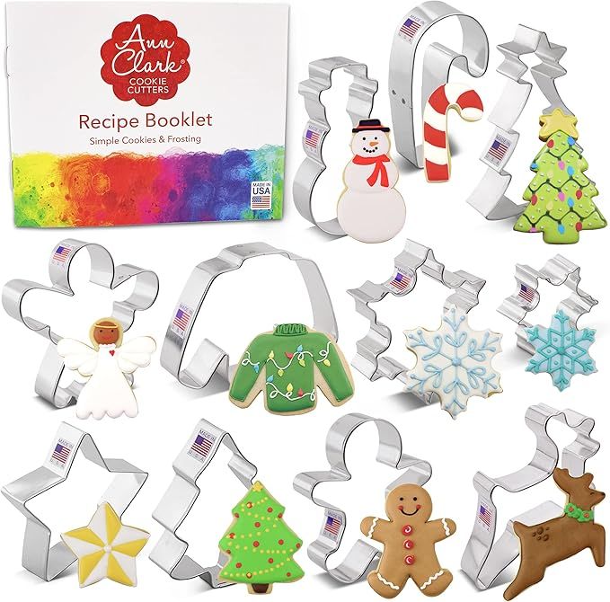 Winter Christmas 11-Piece Cookie Cutter Set Gingerbread Boy, Christmas Tree, Reindeer, Snowflake,... | Amazon (US)