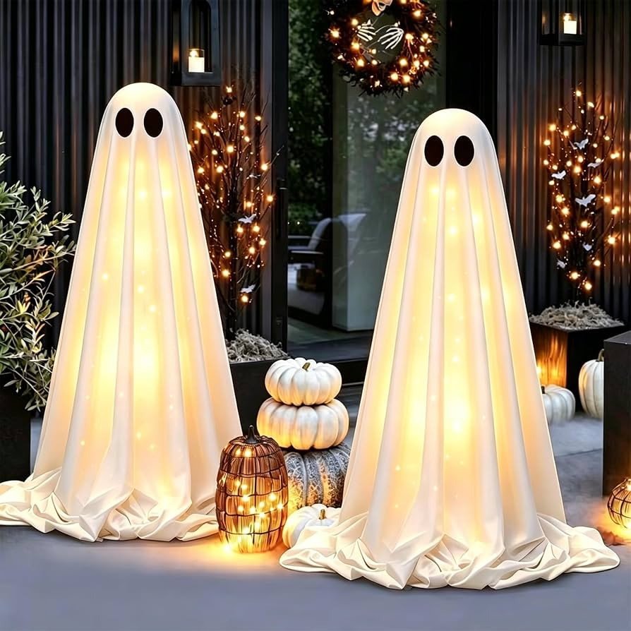 2 Pack 5 Ft Halloween Decorations Outdoor - Light Up Ghost Decor | Amazon (US)