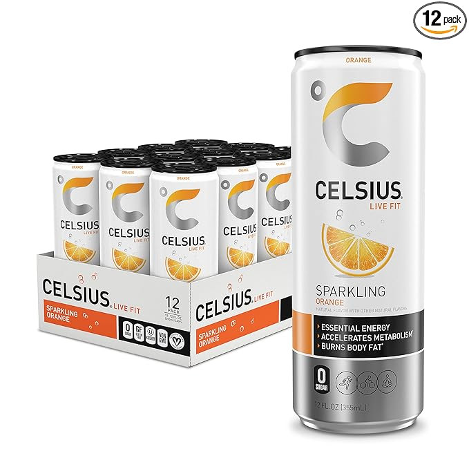 CELSIUS Sparkling Orange, Functional Essential Energy Drink 12 Fl Oz (Pack of 12) | Amazon (US)