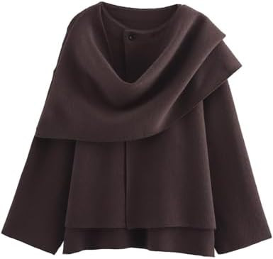 WOWULOVELY Women's Winter Oversized Scarf Jacket Shawl Wraps Knit Long Sleeve Button Peacoat Coat... | Amazon (US)