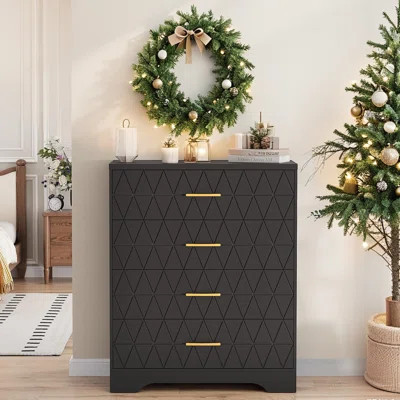 4 Drawer for Bedroom, Modern Chest of Drawers with Gold Handles, Tall Storage Organizer Cabinet for Living Room, Closet, Nightstand | Wayfair North America