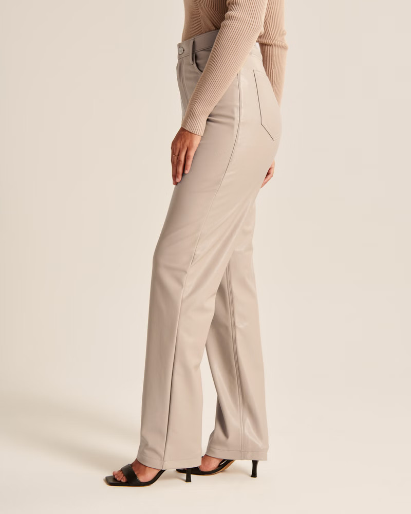Women's Curve Love Vegan Leather 90s Straight Pants | Women's Up To 50% Off Select Styles | Aberc... | Abercrombie & Fitch (US)