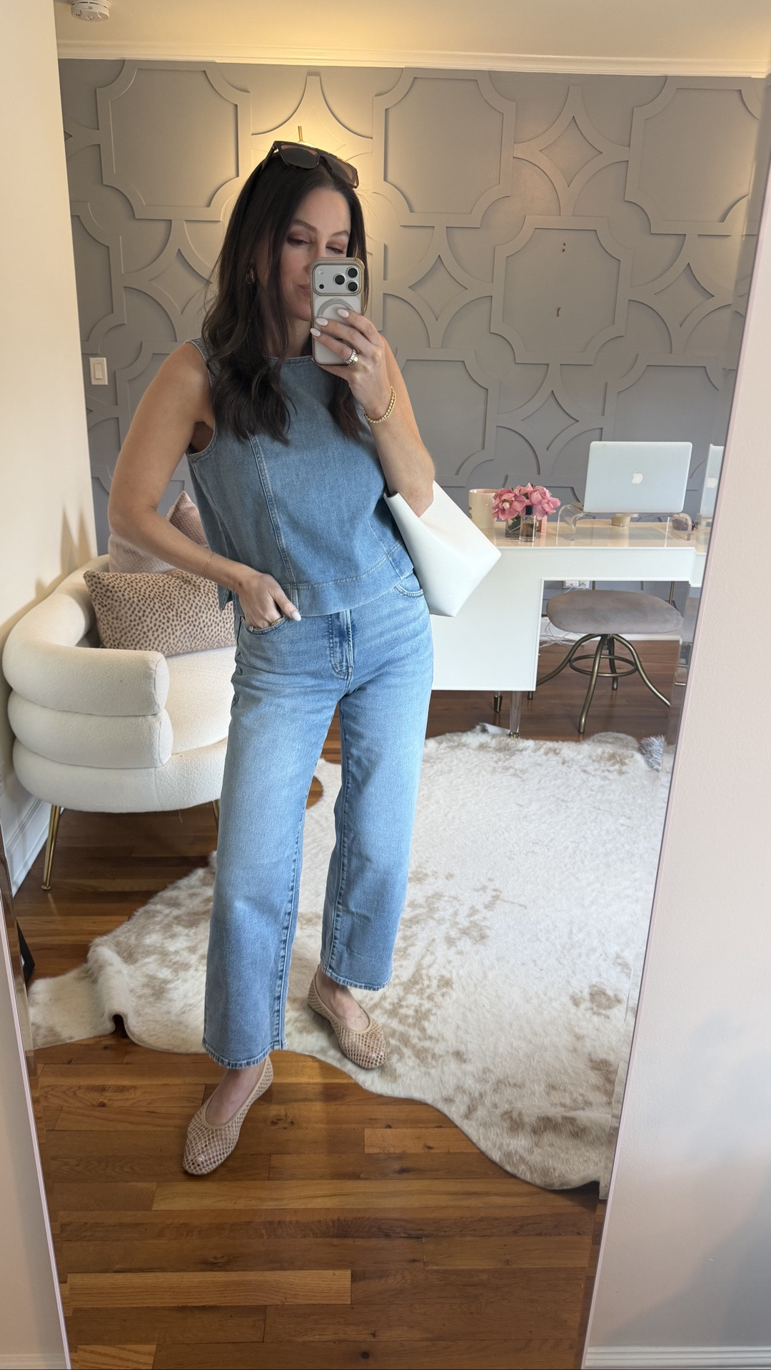 Easy casual elevated outfit.
Tank: this is my true size but you can size down one if between sizes 
Jeans: true to size!
The bag is the larger size!

#LTKootd #LTKOver40 #LTKmomlife