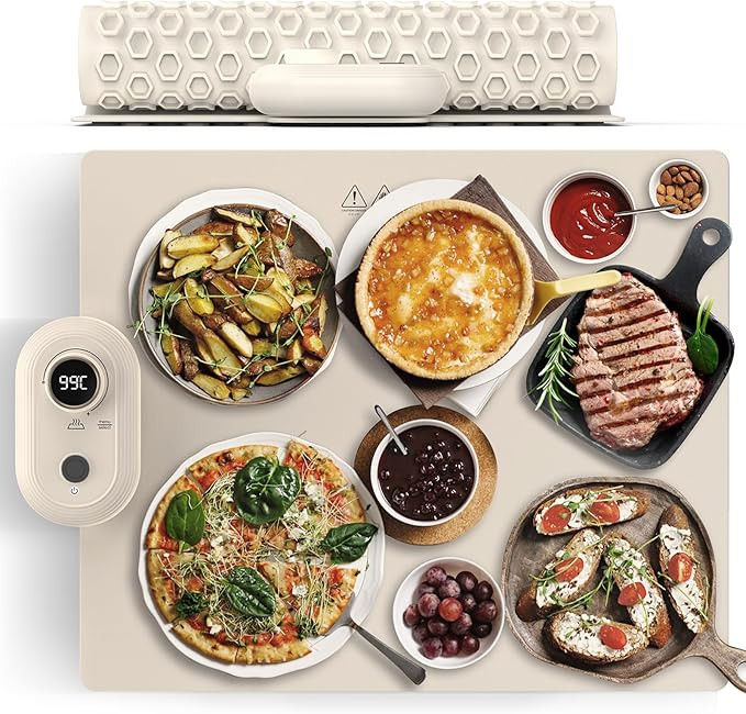 Portable Silicone Food Warmer Heater Mat with 6Hour Timer,13 Temperature Levels, Roll Up Electric... | Amazon (US)