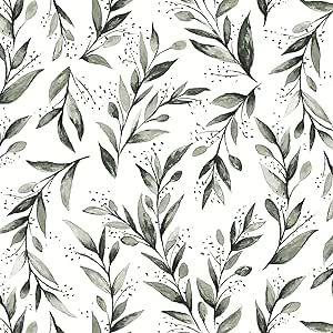 Livebor Olive Leaf Wallpaper Peel and Stick Leaf Contact Paper 17.7inch x 118.1inch Floral Peel a... | Amazon (US)