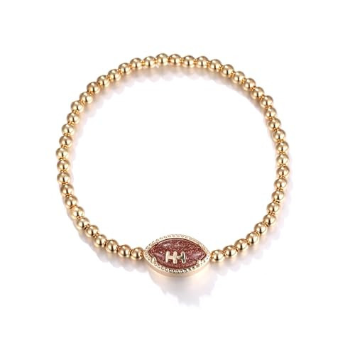 GREICHFAN Football Game Day Bracelets for Women Gold Beaded Stretch Bracelets Sports Fan Bracelet Accessories | Amazon (US)