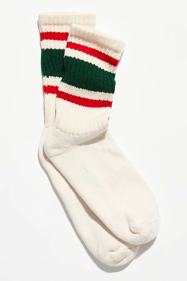 Retro Stripe Tube Socks by Free People, Green / Red, One Size | Free People (Global - UK&FR Excluded)