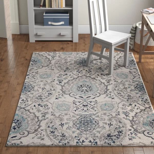 Katie Power Loom Polypropylene Cream/Light Grey Indoor Area Rug | Wayfair North America