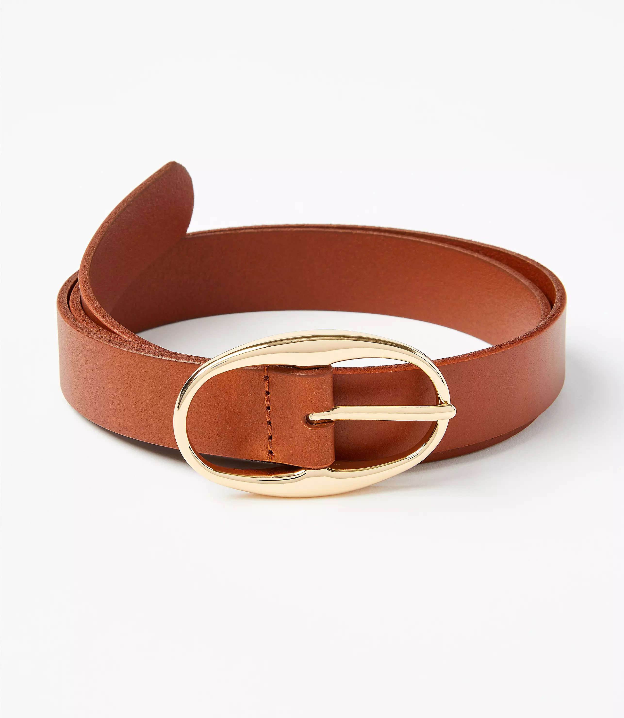 Oval Buckle Leather Belt | LOFT