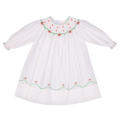 Long Sleeve Holiday Pearl Flower Bishop Dress | Feltman Brothers