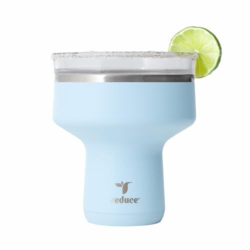 REDUCE Saltini 16 oz Cocktail Tumbler - Insulated Margarita Tumbler with Lid - Keeps Drinks Cold for 10 Hours - 360 Sippable Martini Glass Alternative - Shatterproof, Perfect for Parties - Cloud Blue | Amazon (US)