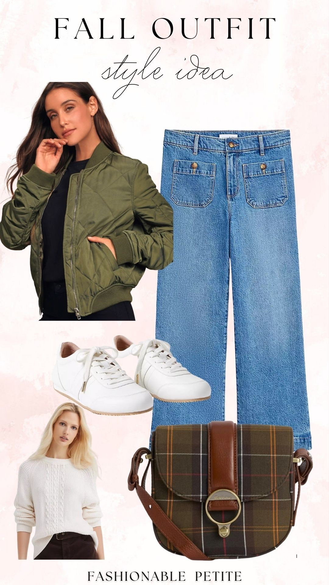 Fall outfit inspo! 

Olive green bomber jacket paired with a plaid bag and accessories. 

Fall outfit, jeans, bomber jacket 

#LTKStyleTip #LTKPetite #LTKSaleAlert