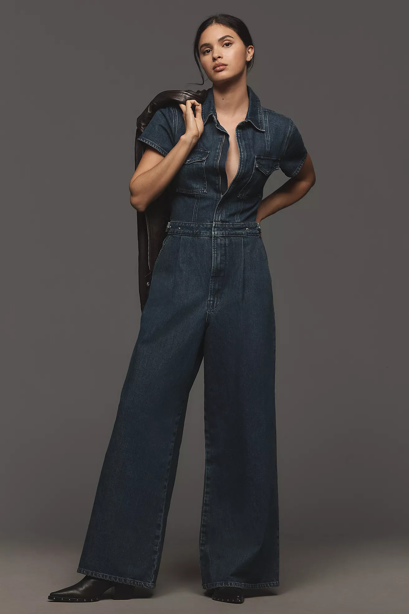 Good American Fit For Success Pleated Wide-Leg Jumpsuit | Anthropologie (US)