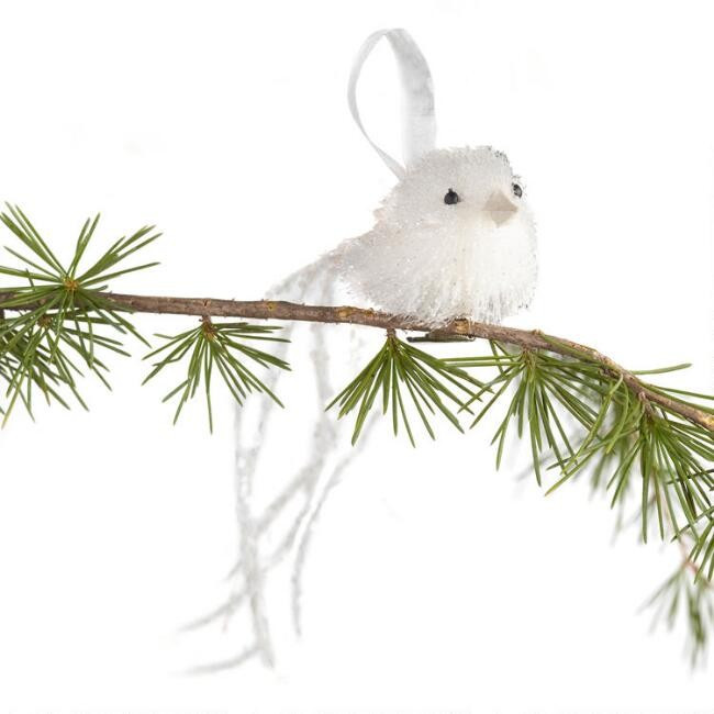 White Bird with Glitter Tail Ornament | World Market