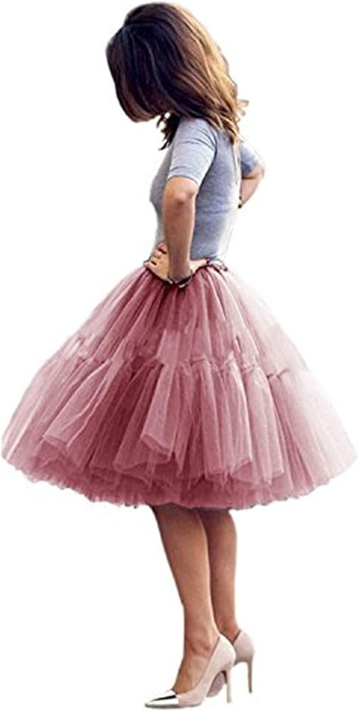 Tulle Skirt,Women's Midi Tulle Tutu Skirt Fluffy Princess Five Layers A line Party Prom Underskir... | Amazon (US)