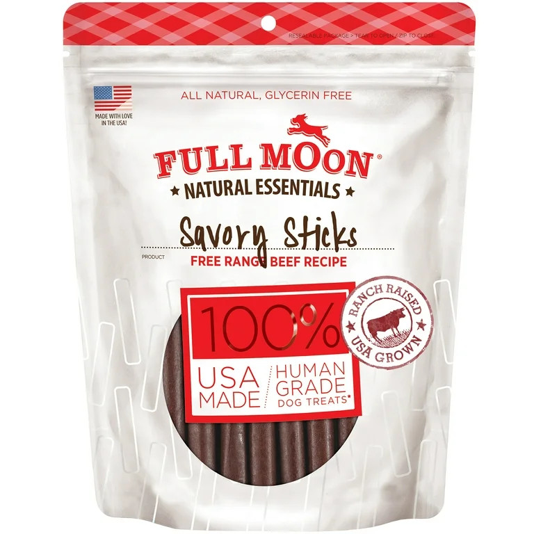 Full Moon All Natural Human Grade Dog Treats, Essential Beef Sticks, 22 Ounce, Dry, Stick Treats | Walmart (US)