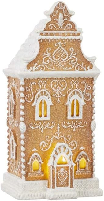 RAZ Imports 2021 13-inch White Icing Scrollwork Lighted Gingerbread House Figurine | Amazon (US)