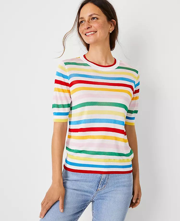 Rainbow Stripe Sweater Tee | Ann Taylor | Ann Taylor (US)