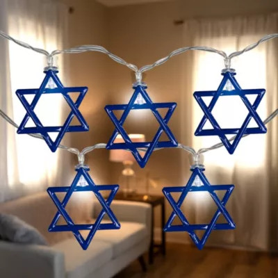 Northlight 10ct Star of David Hanukkah Lights - White LED - 5' - Clear Wire | Belk