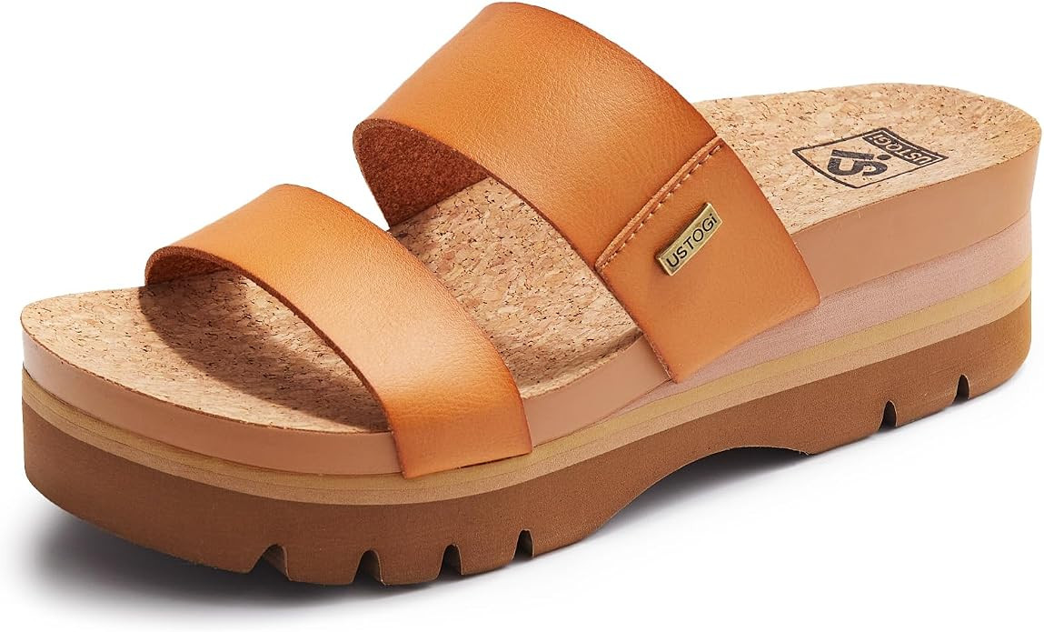 Women's Higher Platform Sandals Arch Support Beach Slides for Woman Orthotic Summer Causal Cork F... | Amazon (US)