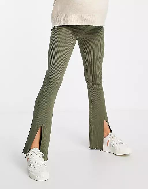 Mamalicious Maternity split front legging co-ord in khaki | ASOS (Global)