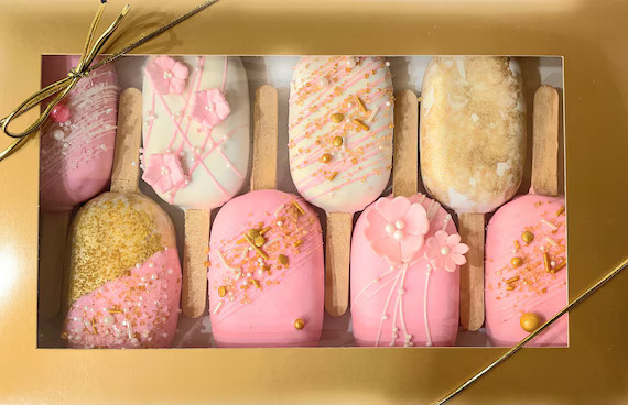 8 Pink and Gold Cakesicles Perfect for Wedding Showers and | Etsy | Etsy (US)