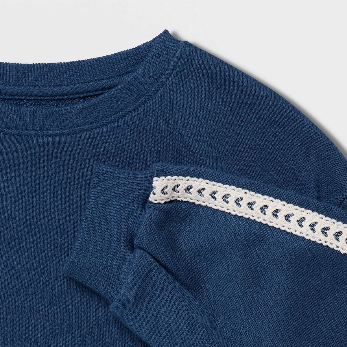 Toddler Girls' French Terry Side Stripe Crewneck Sweatshirt - Cat & Jack™ Navy 3T | Target