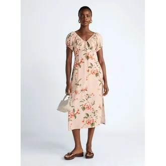 Scoop Women's and Women's Plus Puff Sleeve Midi Dress, Sizes XS-4X | Walmart (US)