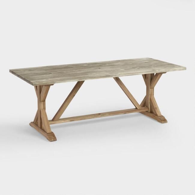Two Tone Wood San Remo Outdoor Trestle Dining Table | World Market