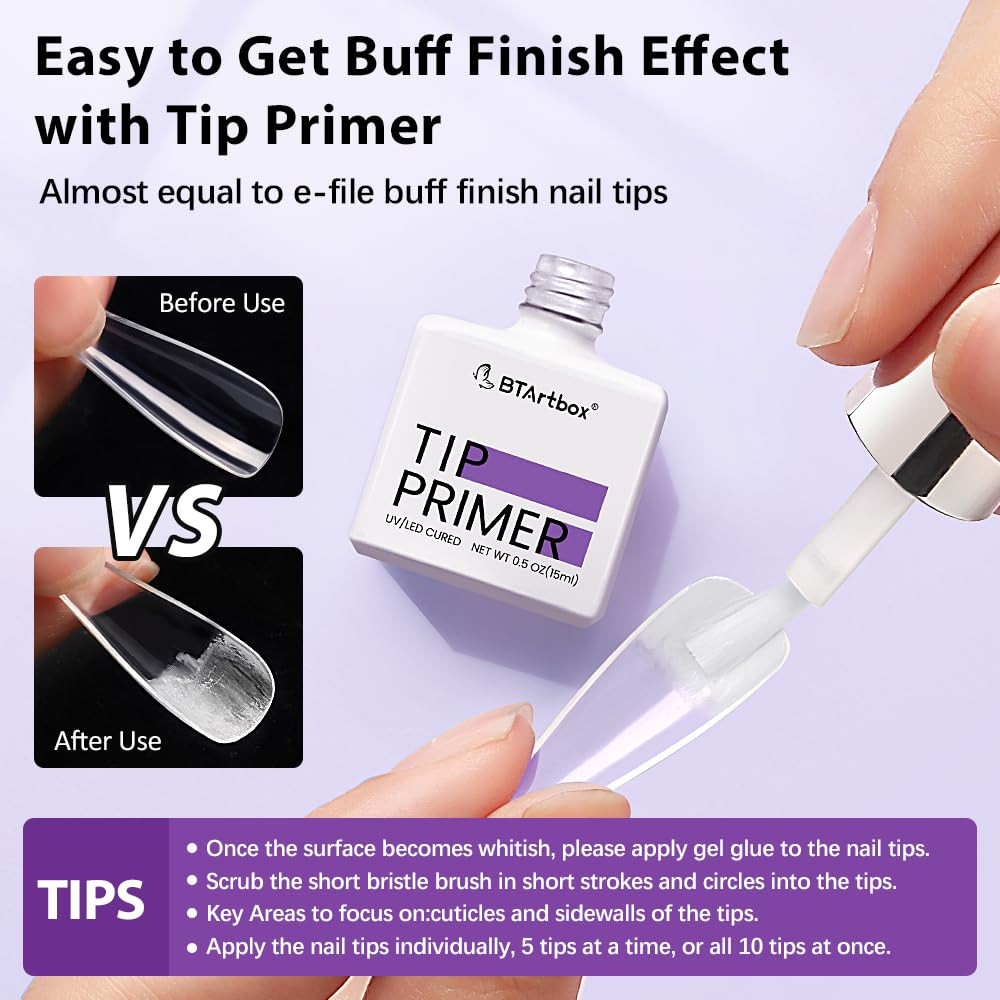 BTArtbox Nail Glue & Primer Set - 2 x 0.5 Fl Oz Acrylic French Ballerina Nail Gel, Long Lasting S... | Amazon (US)