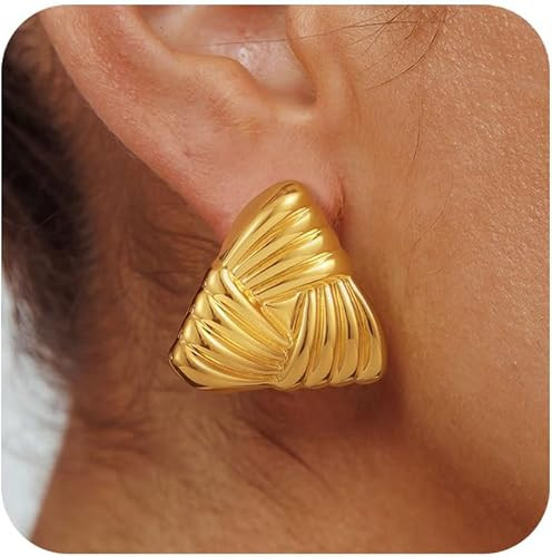 Gold Dangle Earrings for Women Chunky Drop Earring 14K Gold/Silver Plated Large Geometric Stateme... | Amazon (US)