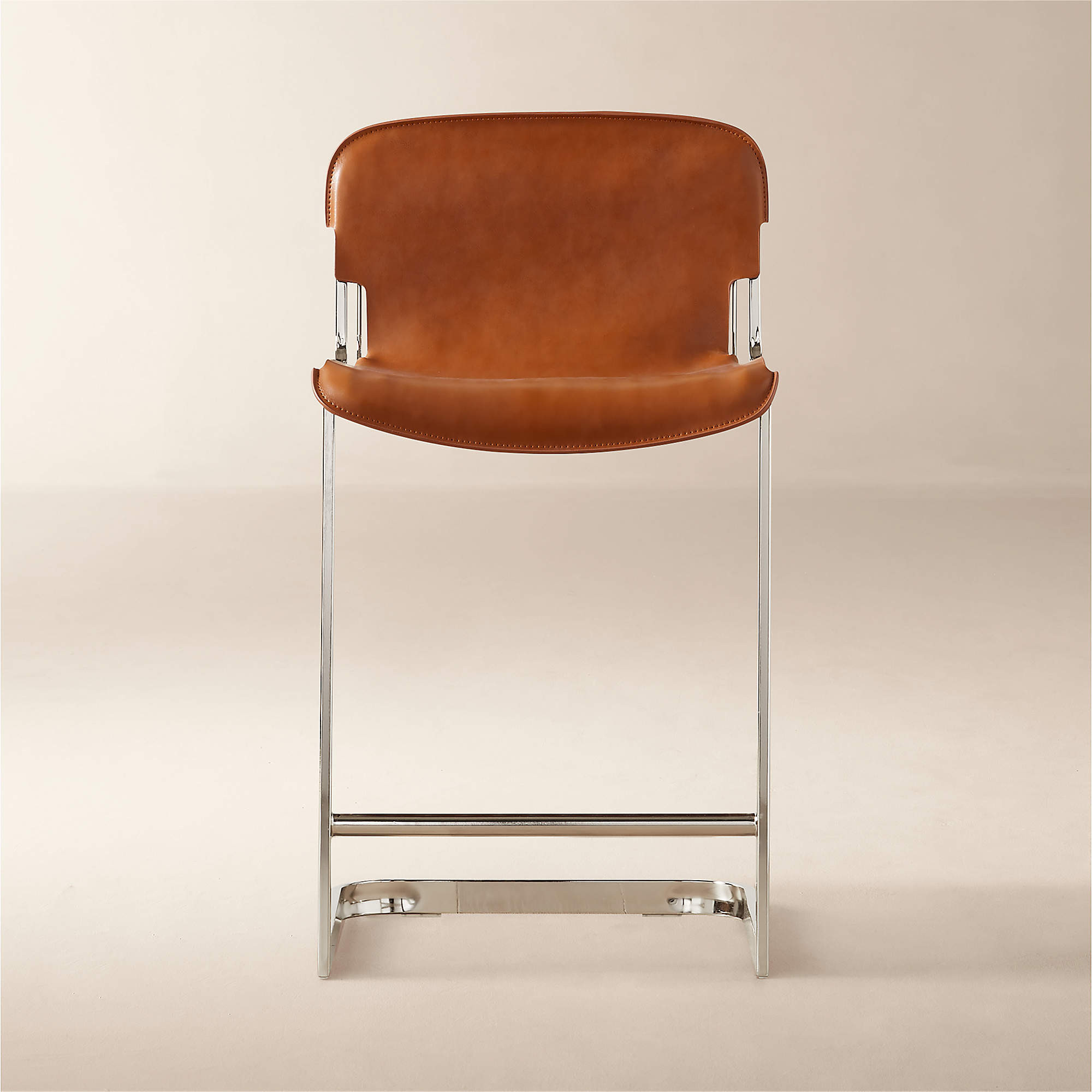 Rake Brown Leather Counter Stool by Kravitz Design + Reviews | CB2 | CB2