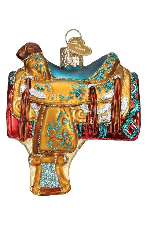 Old World Christmas Western Saddle Ornament in Brown/blue at Nordstrom | Nordstrom