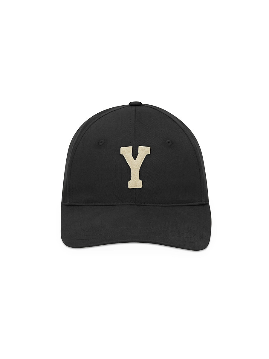 Women's Y Varsity Cap in Gabardine - Black And Ivory - Size XL | Saks Fifth Avenue