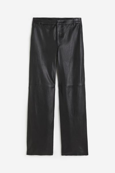 Straight leather trousers - Black - Ladies | H&M GB | H&M (UK, MY, IN, SG, PH, TW, HK)