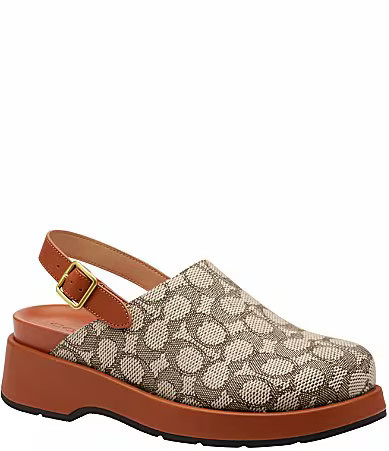 COACH Sculpted C Signature Logo Jacquard Platform Clogs - 8 | Dillard's