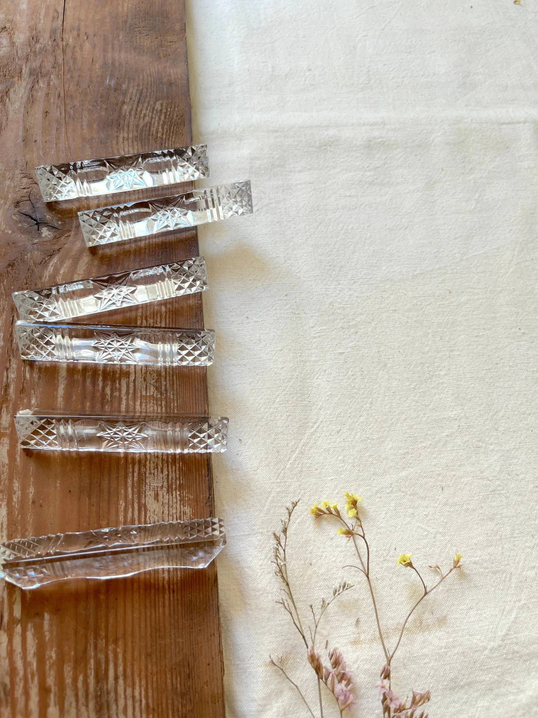 6 Vintage French Crystal Cut Cutlery Rests.vintage French Glass Knife Rest Holders Set.french Din... | Etsy (US)