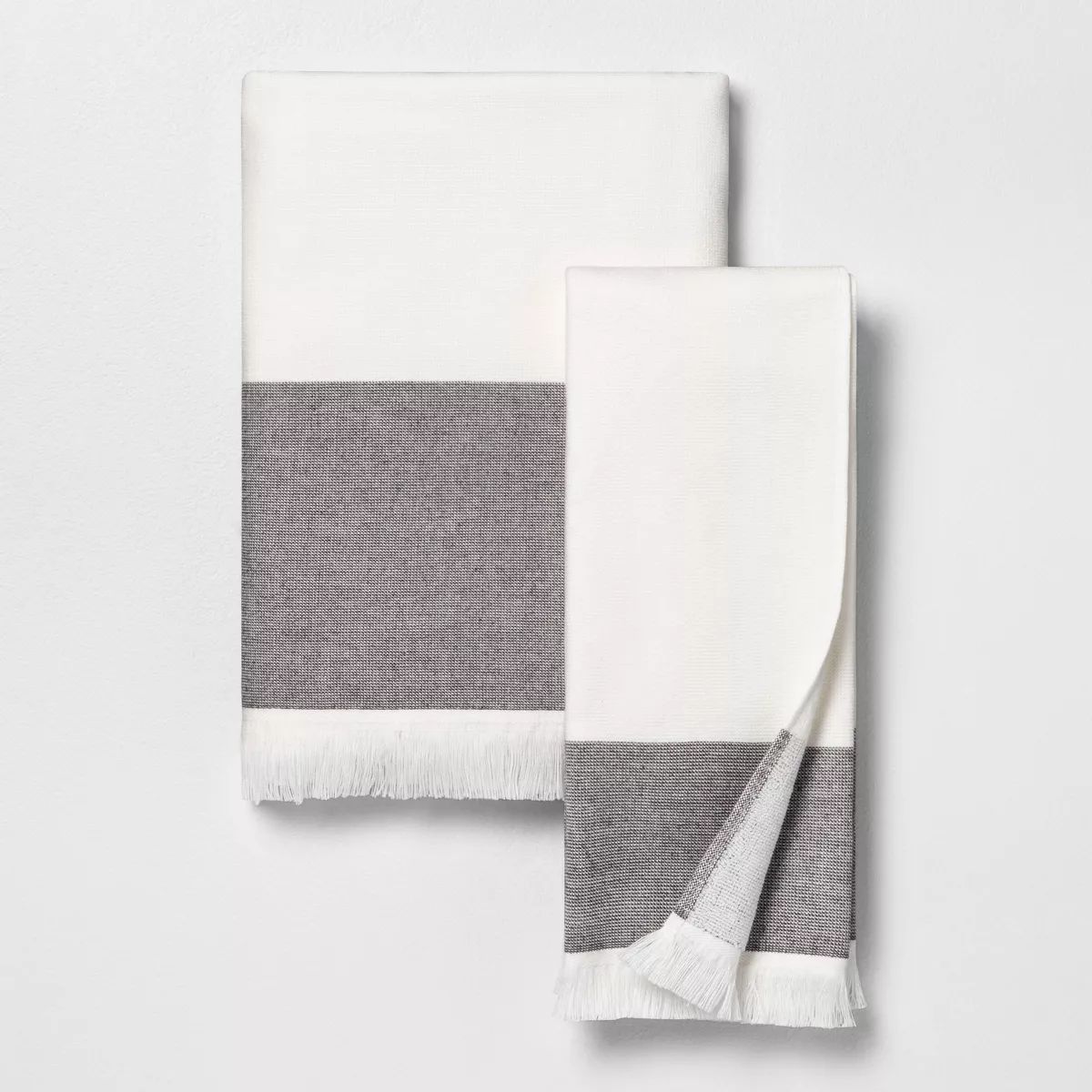 Colorblock Stripe Bath Towel Gray - Hearth & Hand™ with Magnolia | Target